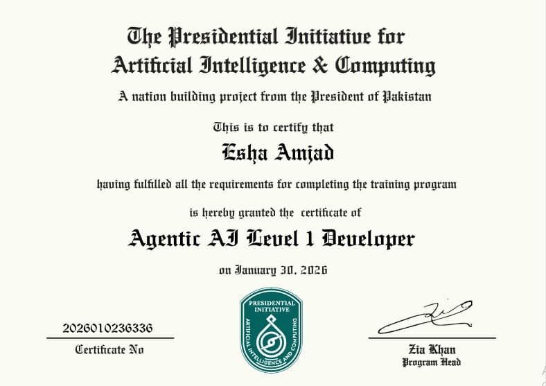 PIAIC Certificate 1