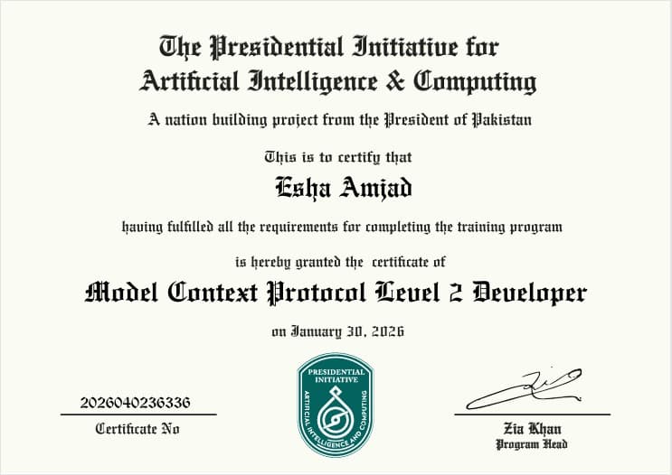 PIAIC Certificate 3