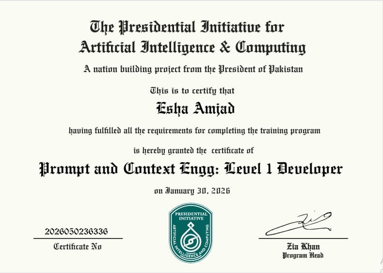 PIAIC Certificate 5